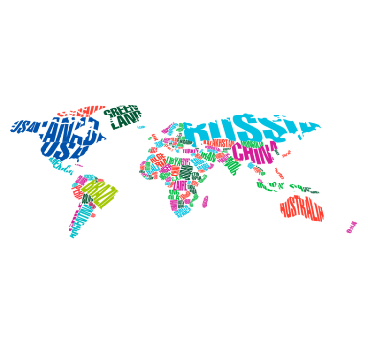 乙烯基地毯，色彩缤纷的国家名称 - TenStickers