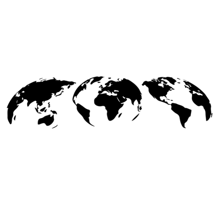 乙烯基地毯三幅各大洲地球地图 - TenStickers