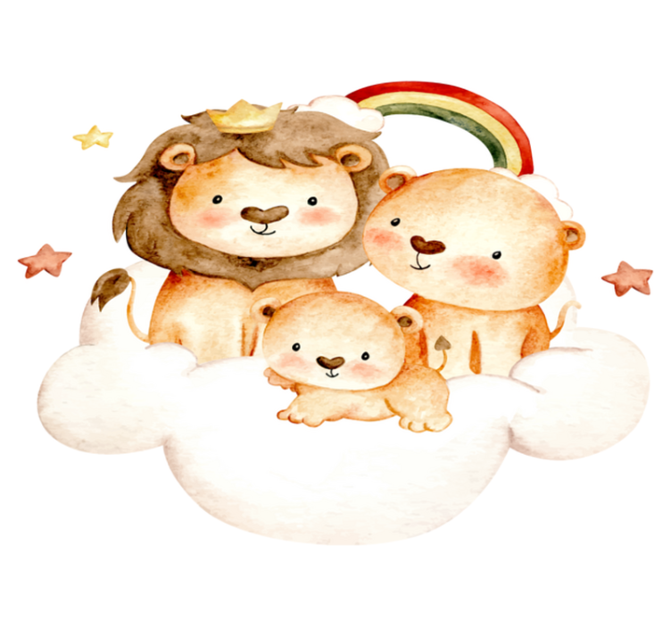 乙烯基地毯 儿童 宝宝动物与星星云朵 - TenStickers