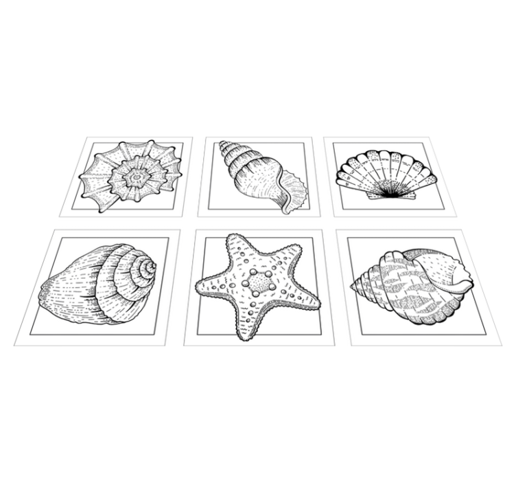 乙烯基地毯浴室与海洋生物及贝壳瓷砖 - TenStickers