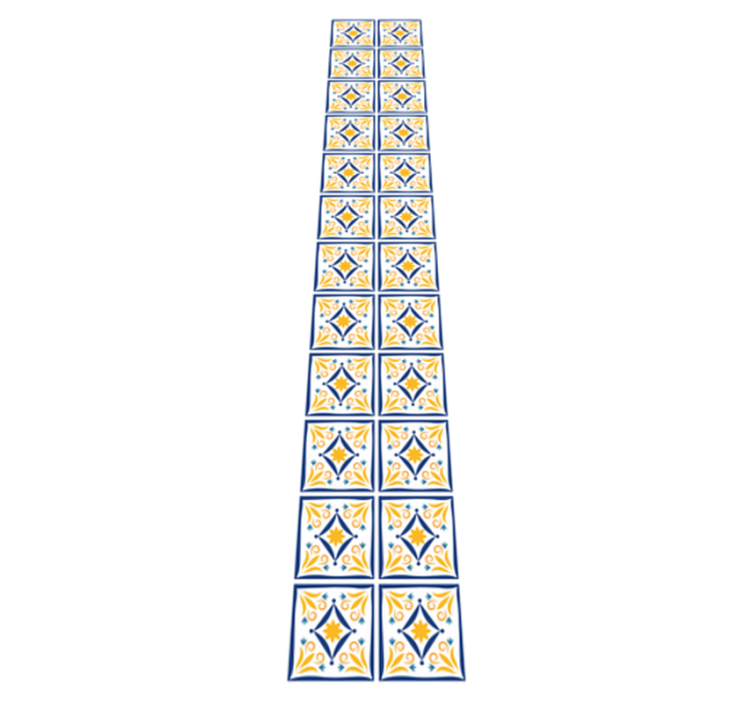 乙烯基厨房地毯 蓝色与黄色典型葡萄牙瓷砖 - TenStickers