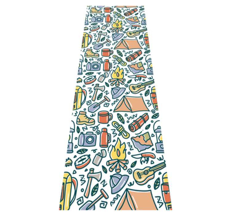 卧室乙烯基地毯手绘山脉与露营用品 - TenStickers