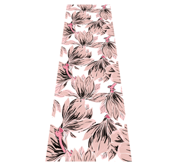 卧室乙烯基地毯特写多朵白色和粉色玉兰花 - TenStickers