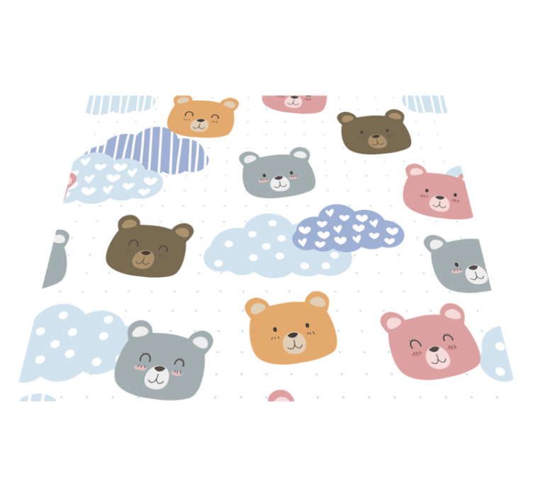 卧室乙烯基地毯极简熊笑容白色背景 - TenStickers
