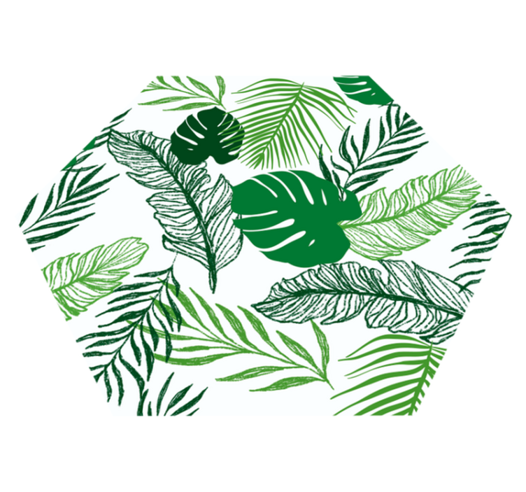 乙烯基花草地毯 热带植物六边形 - TenStickers
