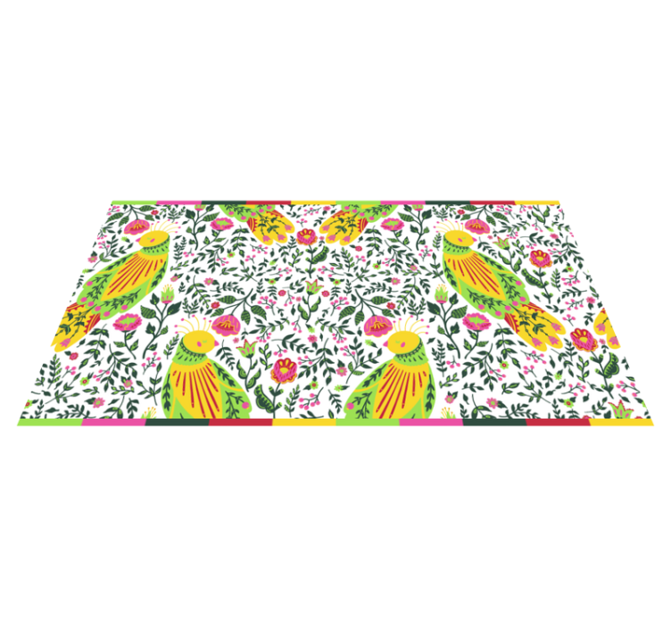 乙烯基花草地毯 花卉鹦鹉图案 - TenStickers