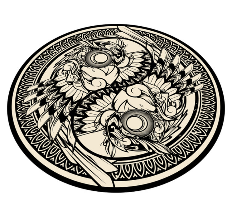 阴阳猫头鹰涂鸦装饰卧室地毯 - TenStickers