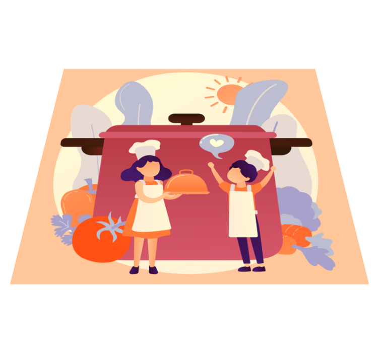 乙烯基地毯 儿童 烹饪人物 - TenStickers