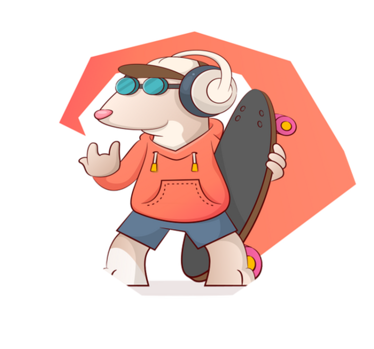 乙烯基地毯 溜冰者老鼠插图 - TenStickers