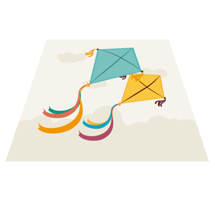 乙烯基地毯 儿童 放风筝的插图 - TenStickers