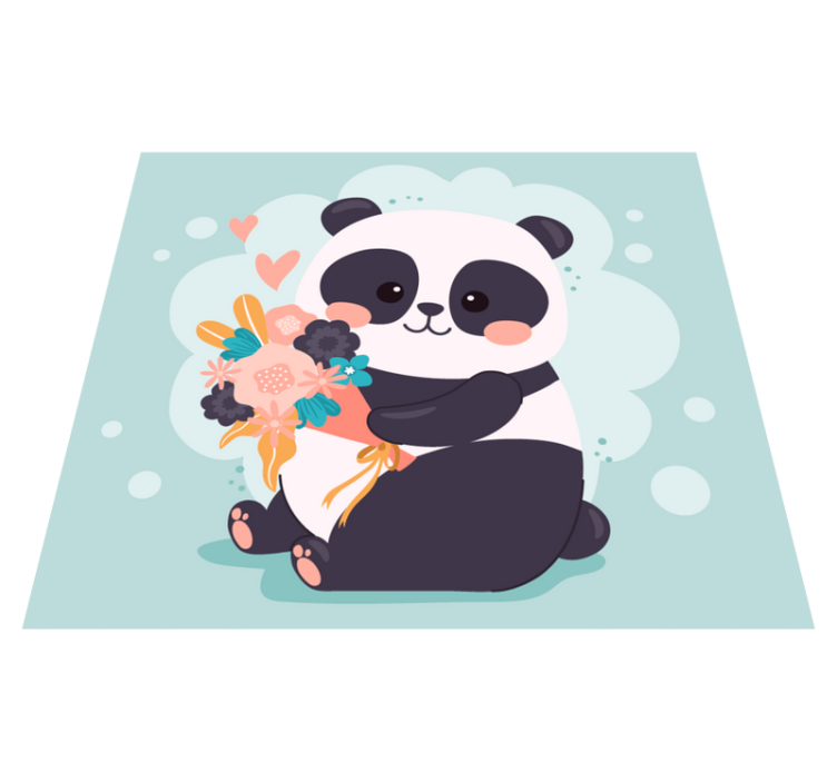 乙烯基地毯 儿童 花朵熊猫 - TenStickers