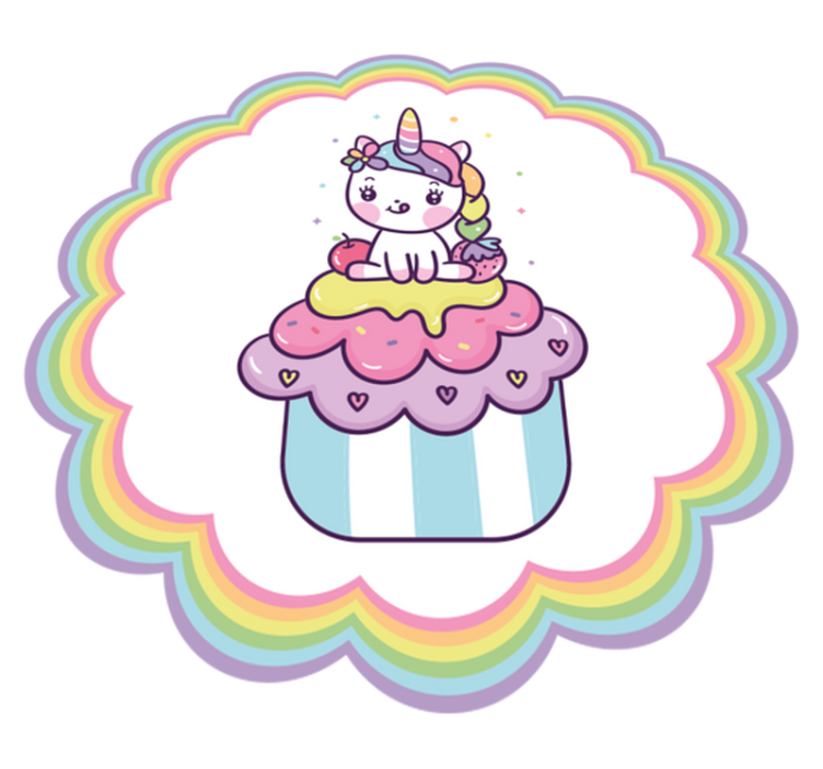 乙烯基地毯 儿童 彩虹独角兽杯子蛋糕 - TenStickers