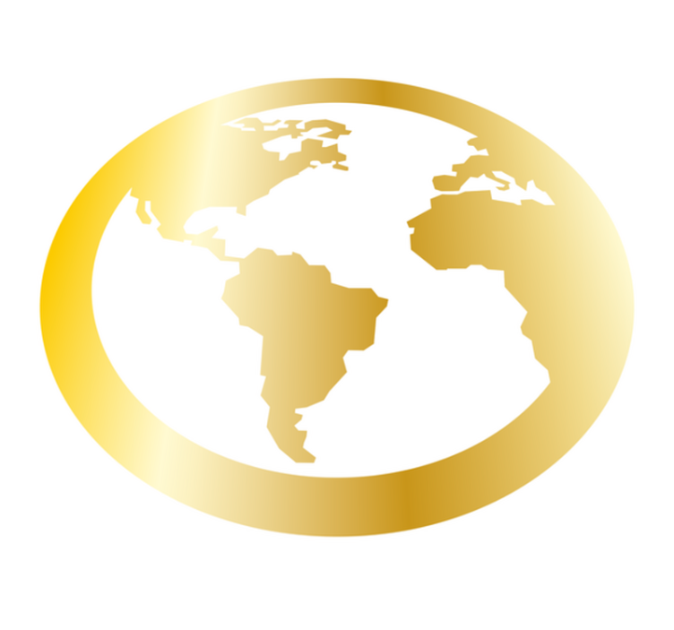 黄金世界地图圆形地毯 - TenStickers