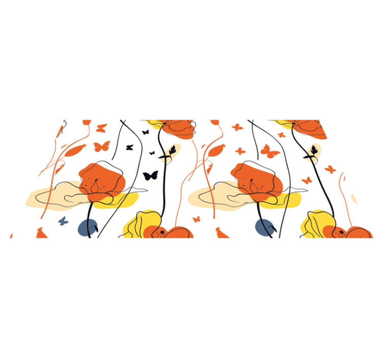 乙烯基花草地毯，简约蝴蝶图案设计 - TenStickers