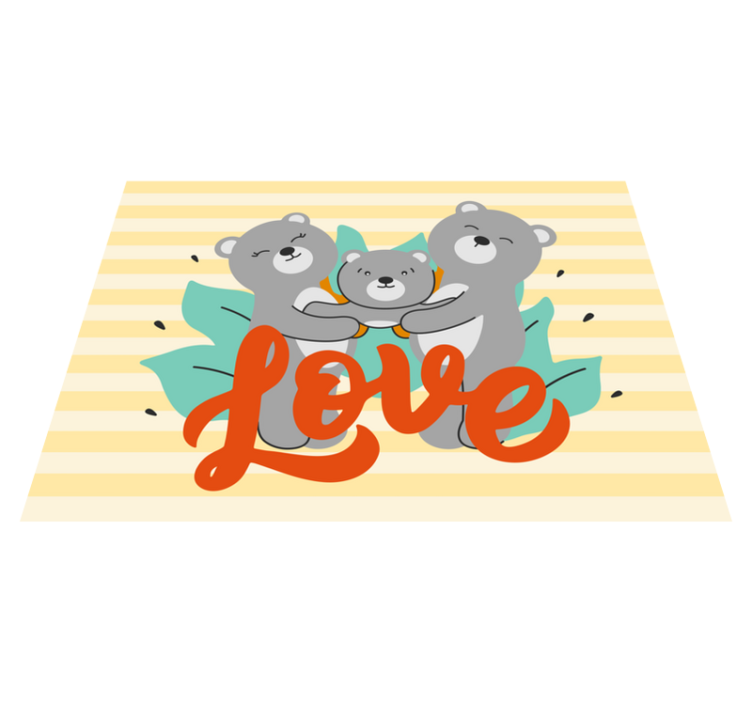 乙烯基地毯 儿童 熊家庭之爱 - TenStickers