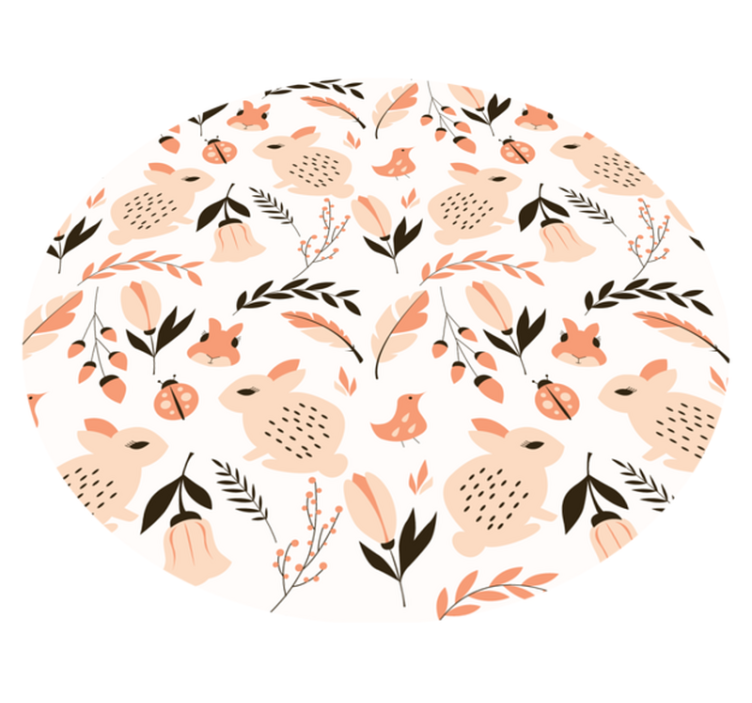 乙烯基地毯 儿童 温柔兔子花卉 - TenStickers