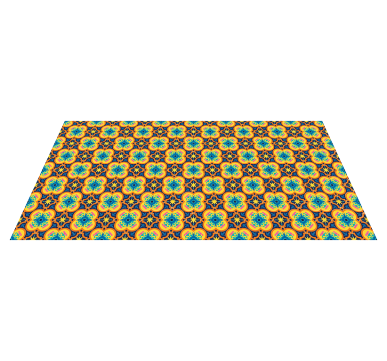 黄色和蓝色东方波西米亚纹理地毯 - TenStickers