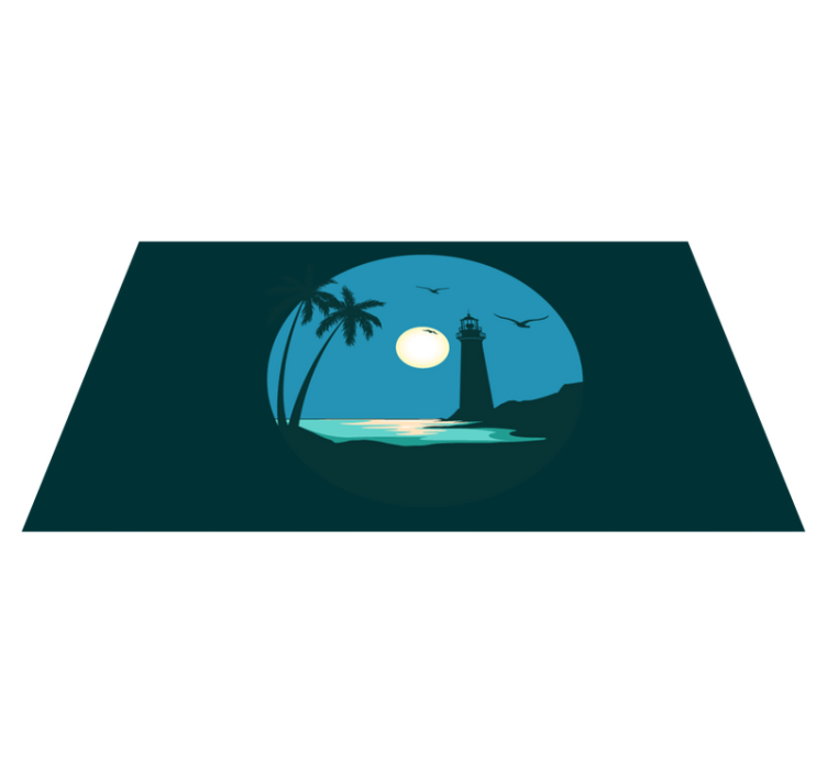 天然乙烯基地毯海岸灯塔场景 - TenStickers