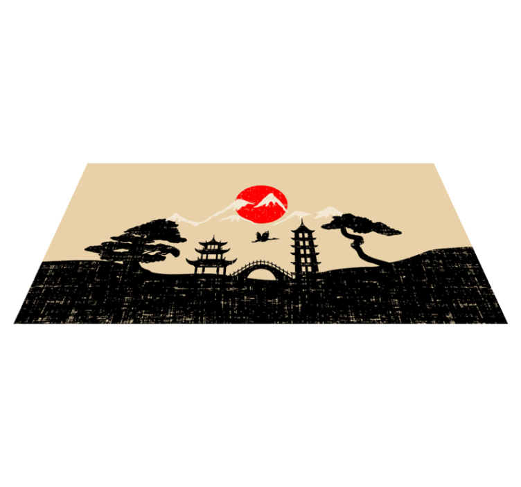 卧室乙烯基地毯日本风景画场景 - TenStickers