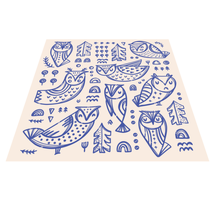 乙烯基地毯 儿童 奇幻猫头鹰图案 - TenStickers