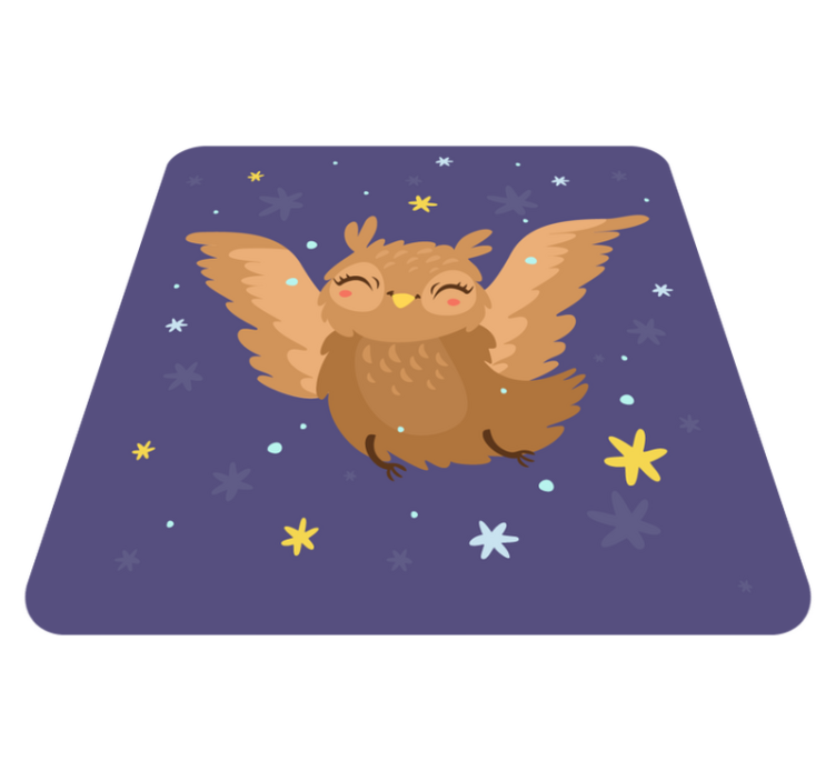 可爱的猫头鹰在夜间插画卧室地毯 - TenStickers