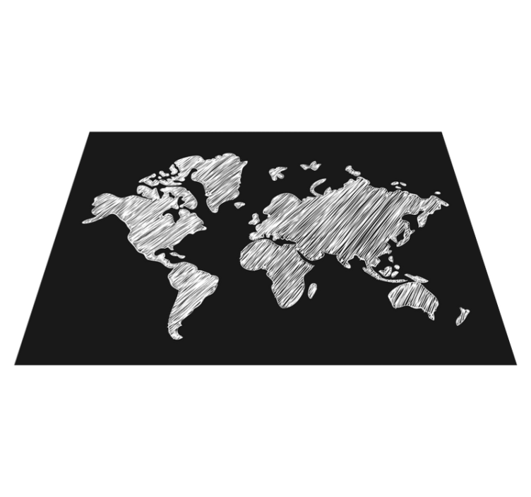 粉笔画在黑色背景地图地毯上 - TenStickers