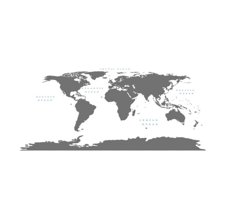 乙烯基地毯客厅 风格化世界地图 - TenStickers