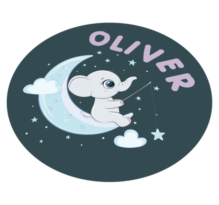 乙烯基地毯托儿所 月球上的大象与名字 - TenStickers