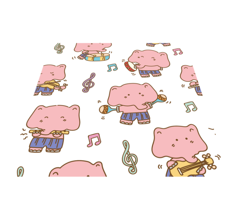 大象音乐家图案方形乙烯基地毯 - TenStickers