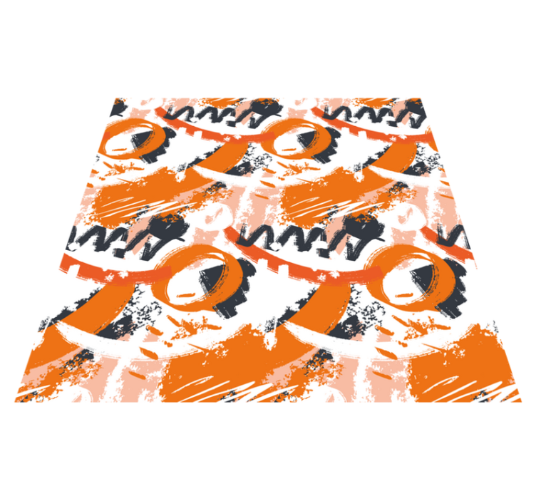 抽象橙色水彩笔触现代地毯 - TenStickers