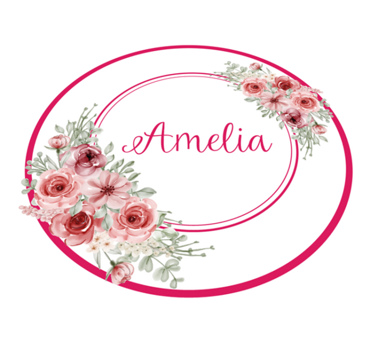 卧室乙烯基地毯 花卉字母组合定制姓名 - TenStickers