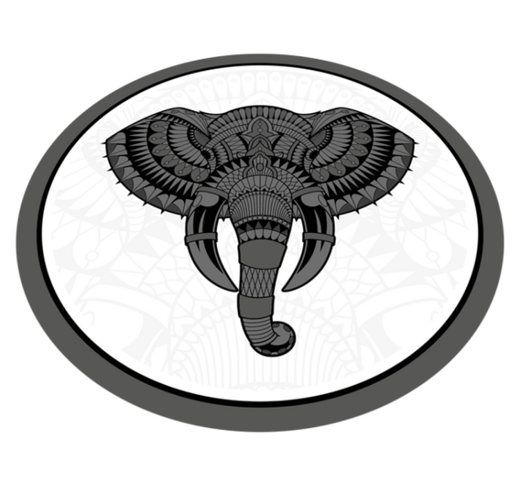 乙烯基地毯动物大象灰色曼荼罗 - TenStickers