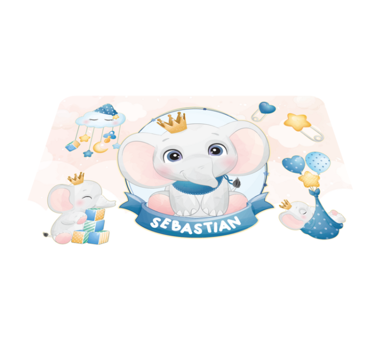 乙烯基地毯名称加冕大象玩伴 - TenStickers