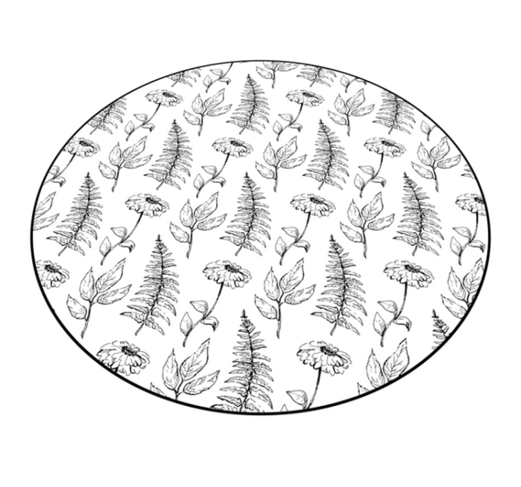 圆形乙烯基地毯花卉黑色轮廓 - TenStickers