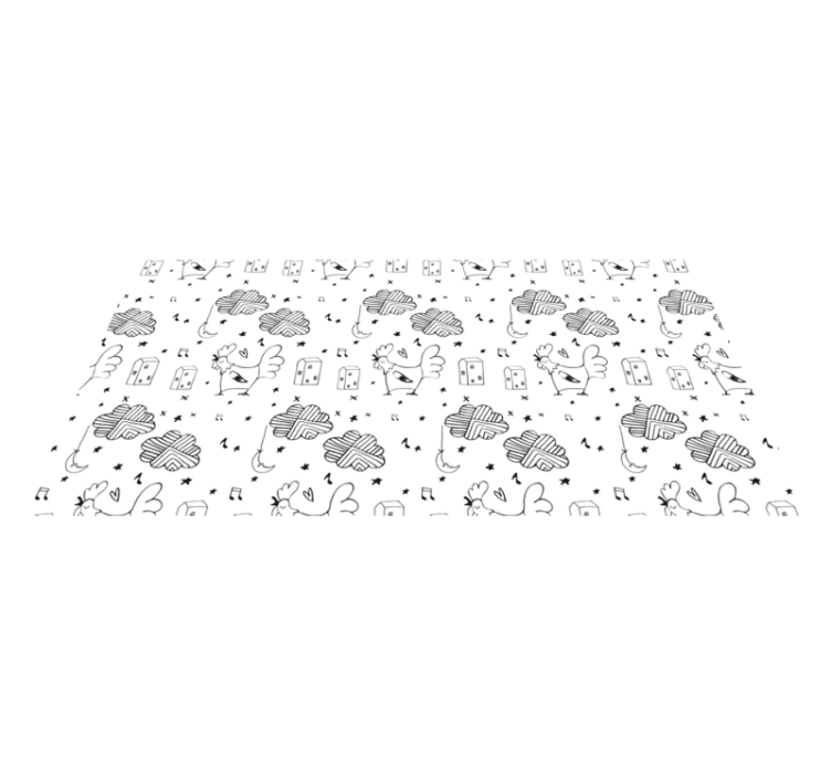 黑白鸡北欧风格地毯 - TenStickers