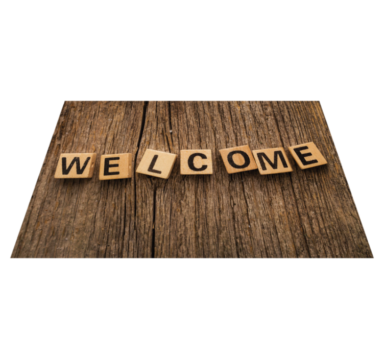 乙烯基地毯与短语 木制字母欢迎 - TenStickers