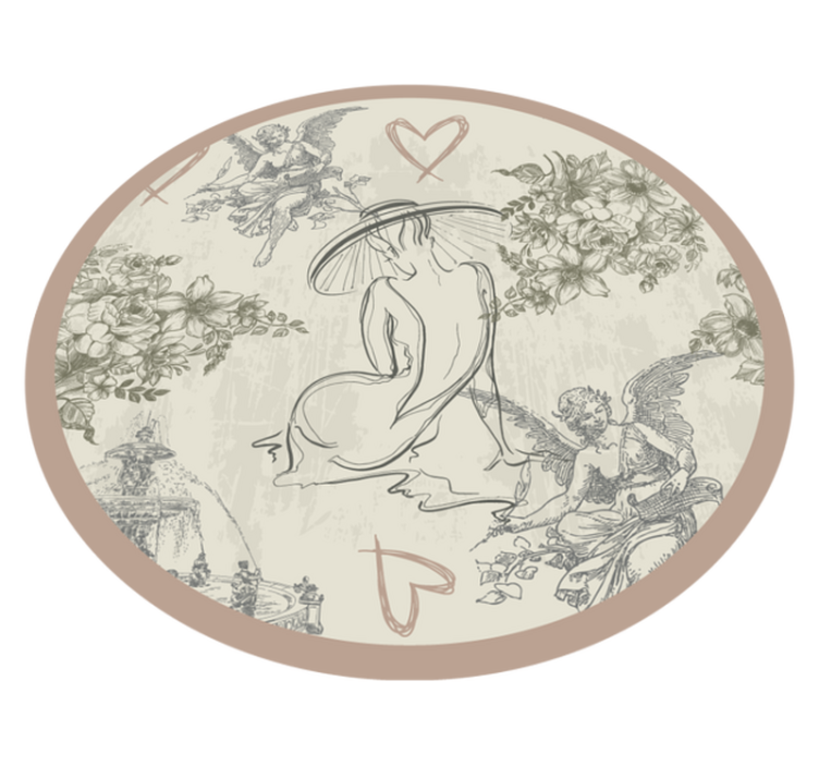 乙烯基复古地毯 圆形天使花卉图案 - TenStickers