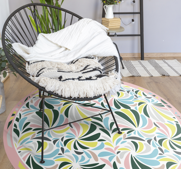 乙烯基地毯托儿所五彩花卉旋转图案 - TenStickers