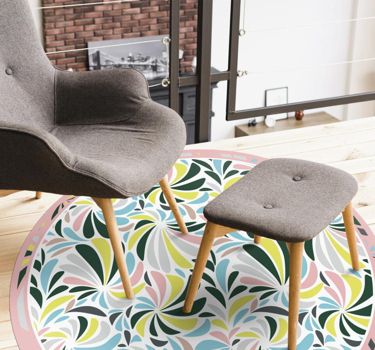 乙烯基地毯托儿所五彩花卉旋转图案 - TenStickers