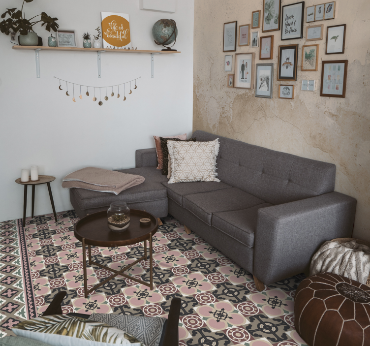 乙烯基厨房地毯 复古植物图案 - TenStickers