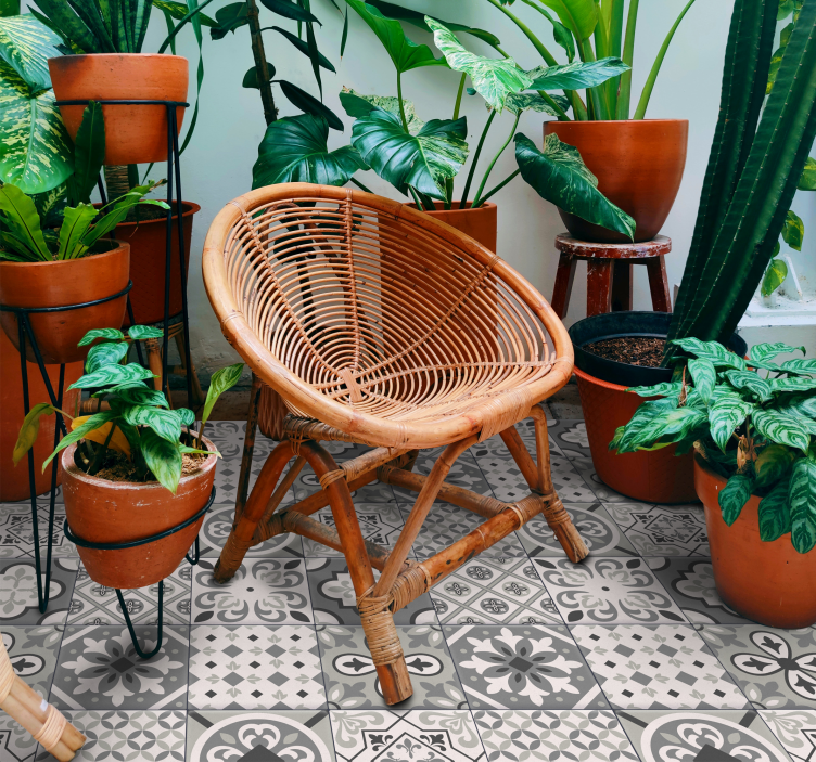 平铺瓷砖效果灰色瓷砖地毯 - TenStickers