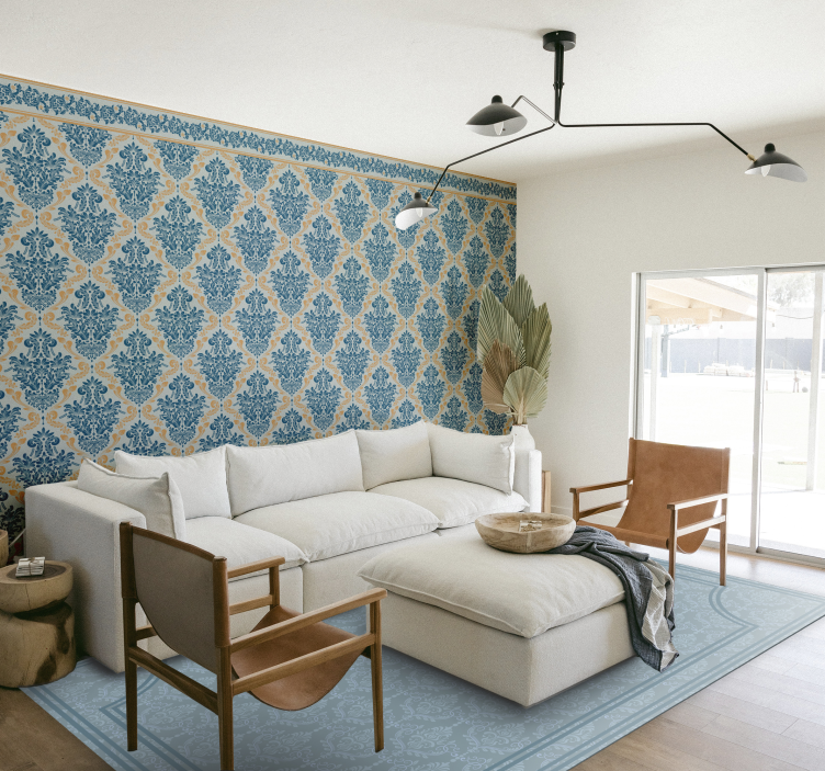 乙烯基地毯饭厅柔和蓝色巴洛克风格 - TenStickers