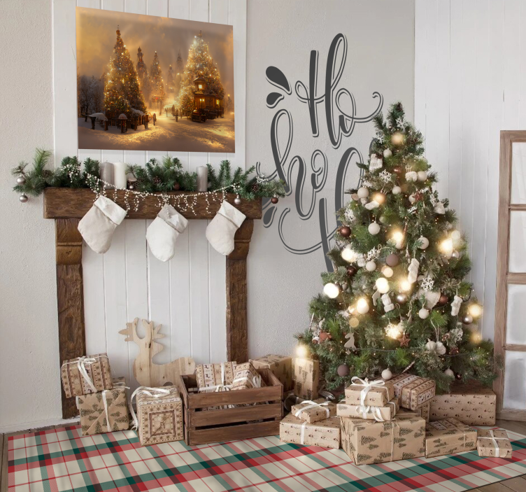 圣诞格子几何地毯 - TenStickers