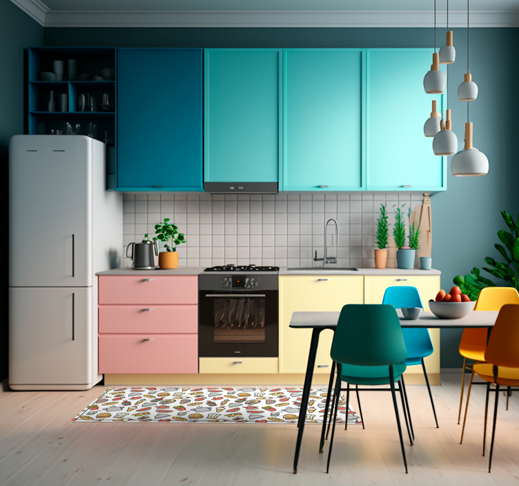 食物图标图案现代地毯 - TenStickers