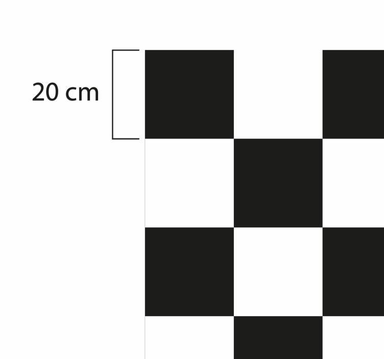 棋盘黑白瓷砖地毯 - TenStickers