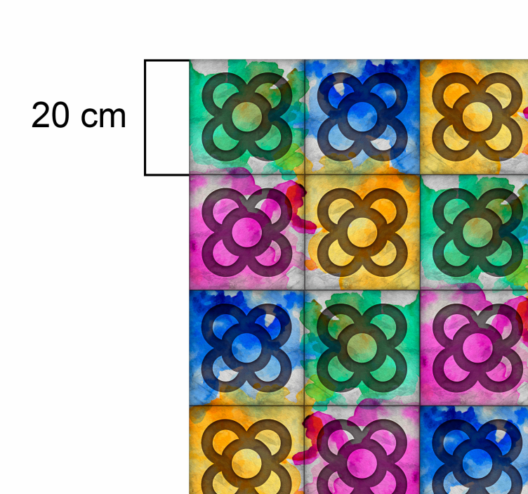 乙烯基复古地毯 彩色拼花瓷砖 - TenStickers