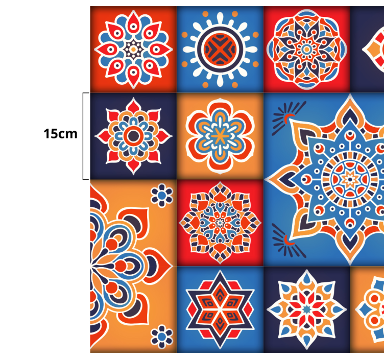 彩色花砖厨房地板砖 - TenStickers