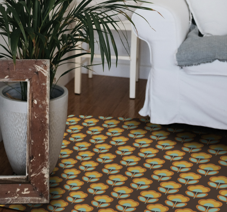 70年代的花朵与叶子花地毯 - TenStickers