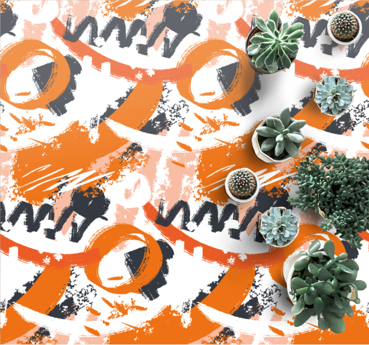 抽象橙色水彩笔触现代地毯 - TenStickers