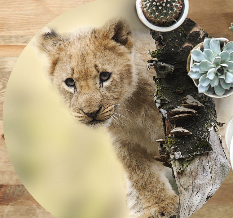 乙烯基地毯动物印花好奇的小狮子幼崽 - TenStickers